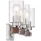 Nuvo Arabel 3-Light Vanity - Brushed Nickel and Nutmeg Wood Finish with Clear Seeded Glass 60/6963 - alternate 5