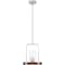 Nuvo Arabel 1-Light Mini Pendant Fixture - Brushed Nickel and Nutmeg Wood Finish with Clear Seeded Glass 60/6965 - alternate 3
