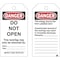 Brady Danger Tag, Polyester, 5 1/2 in H x 3 in W, Black/Red on White, 25 PK 65506 - alternate 2