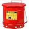 Justrite Oily Waste Can, 10 Gallon Capacity, Galvanized Steel, Red, Foot Operated Self Closing 09300 - alternate 5