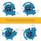 Xpower Mini Mighty Air Mover W/ Power Outlets and 3 hr Timer, 1/4 HP, 925 CFM, 2.3 Amps, 4 Positions, 3 Speeds, Blue P-230AT BLUE - alternate 2