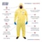 International Enviroguard Disposable Coverallss, Hooded Coverall, L, ChemSplash(R) 1, Elastic Wrist, Elastic Ankle, Yellow 7015YS-L - alternate 3