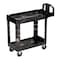 Rubbermaid Commercial Utility Cart with Deep Lipped Plastic Shelves, Plastic, 500 lb Load Capacity, 2 Shelves, 39 in L FG450088BLA - alternate 4