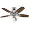 Hunter Decorative Ceiling Fan, 42 in Blade Dia, 5 Blades, 3 Speeds, 120V AC, Brush Nickel 52106 - alternate 4