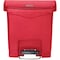 Rubbermaid Commercial Slim Jim Step-On 4 gal Rectangular Slim-Profile Plastic Can, Red, Foot Pedal, Plastic, 14 13/16 in 1883563 - alternate 2