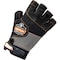 Proflex By Ergodyne Half Finger Mechanics Impact Gloves, Genuine Leather Palm, M, Black 901 - alternate 2