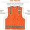 Ergodyne Orange Type R Class 2 Economy Surveyors, Polyester, Polyester Mesh, Zipper Closure, Orange, Size S/M 8249Z - alternate 6