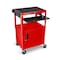 Luxor Adjustable-Height Steel AV Cart with Pullout Keyboard Tray and Cabinet AVJ42KBC-RD - alternate 2
