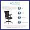 Flash Furniture Contemporary Chair Black High Back Exec Lea Chair, Adjustable Arms, 17-1/2" to 21-3/4" Height, Mesh BL-ZP-806-BK-LEA-GG - alternate 3