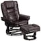Flash Furniture Brown LeatherSoft Recliner & Ottoman w/ Wood Base BT-7818-BN-GG - alternate 3