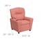 Flash Furniture Kids Recliner, 25" to 39" x 28", Upholstery Color: Pink, Weight Capacity: 90 lb. BT-7950-KID-PINK-GG - alternate 3