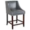 Flash Furniture Carmel Series Grey Lthr/Wood Stool, 24" CH-182020-24-LTGY-GG - alternate 2