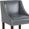 Flash Furniture Carmel Series Grey Lthr/Wood Stool, 24" CH-182020-24-LTGY-GG - alternate 10