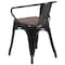 Flash Furniture Metal Chair, Black with Arms, Wood Seat CH-31270-BK-WD-GG - alternate 7