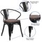Flash Furniture Metal Chair, Black with Arms, Wood Seat CH-31270-BK-WD-GG - alternate 3