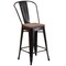 Flash Furniture Antique Metal Stool, 24", Black, Weight Capacity: 500 lb. CH-31320-24GB-BQ-WD-GG - alternate 3