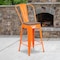 Flash Furniture Metal Counter Stool, 24", Orange, Seat Material: Wood CH-31320-24GB-OR-WD-GG - alternate 1