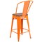 Flash Furniture Metal Counter Stool, 24", Orange, Seat Material: Wood CH-31320-24GB-OR-WD-GG - alternate 2