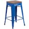 Flash Furniture Metal Counter Stool, 24", Blue, Seat Material: Wood CH-31320-24-BL-WD-GG - alternate 5