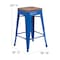Flash Furniture Metal Counter Stool, 24", Blue, Seat Material: Wood CH-31320-24-BL-WD-GG - alternate 3