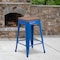 Flash Furniture Metal Counter Stool, 24", Blue, Seat Material: Wood CH-31320-24-BL-WD-GG - alternate 1