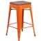 Flash Furniture Metal Counter Stool, 24", Orange, Weight Capacity: 500 lb. CH-31320-24-OR-WD-GG - alternate 2