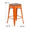 Flash Furniture Metal Counter Stool, 24", Orange, Weight Capacity: 500 lb. CH-31320-24-OR-WD-GG - alternate 5