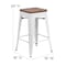 Flash Furniture Metal Counter Stool, 24", White, Seat Material: Wood CH-31320-24-WH-WD-GG - alternate 6