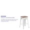 Flash Furniture Metal Counter Stool, 24", White, Seat Material: Wood CH-31320-24-WH-WD-GG - alternate 5