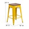 Flash Furniture Metal Counter Stool, 24", Yellow, Backrest: Backless CH-31320-24-YL-WD-GG - alternate 5