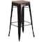 Flash Furniture Antique Metal Stool, 30", Black CH-31320-30-BQ-WD-GG - alternate 5