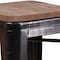 Flash Furniture Antique Metal Stool, 30", Black CH-31320-30-BQ-WD-GG - alternate 10