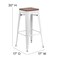 Flash Furniture 30" White Metal Barstool, Seat Material: Wood CH-31320-30-WH-WD-GG - alternate 4