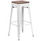 Flash Furniture 30" White Metal Barstool, Seat Material: Wood CH-31320-30-WH-WD-GG - alternate 6