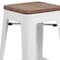 Flash Furniture 30" White Metal Barstool, Seat Material: Wood CH-31320-30-WH-WD-GG - alternate 9
