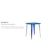 Flash Furniture Square 33.25" L, 33.25" W, 40.75" H, Metal Top, Blue CH-51040-40-BL-GG - alternate 4