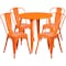 Flash Furniture Round Orange Metal Set, 30RD, 30" W, 30" L, 29.5" H, Metal Top, Orange CH-51090TH-4-18CAFE-OR-GG - alternate 4
