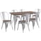 Flash Furniture Rectangle Silver Metal Table Set with Wood Top and, 30.25" W, 60" L, 30.5" H, Wood, Wood Grain CH-WD-TBCH-14-GG - alternate 1