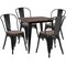 Flash Furniture Square Black Metal Table Set with Wood T, 32.25"W W, 31.5" Square L, 30.5"H H, Walnut Elm Wood Top CH-WD-TBCH-18-GG - alternate 1