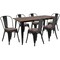 Flash Furniture Rectangle Black Metal Table Set with Wood Top and, 30.25" W, 60" L, 30.5" H, Wood, Wood Grain CH-WD-TBCH-28-GG - alternate 1