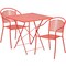 Flash Furniture 28" Square Coral Steel Folding Table w/ 2 Chairs CO-28SQF-03CHR2-RED-GG - alternate 3