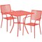 Flash Furniture 28" Square Coral Steel Patio Table with 2 Chairs CO-28SQ-02CHR2-RED-GG - alternate 2