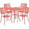 Flash Furniture 28" Square Coral Steel Patio Table with 4 Chairs CO-28SQ-02CHR4-RED-GG - alternate 2