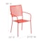 Flash Furniture Coral Steel Patio Arm Chair with Square Back CO-2-RED-GG - alternate 2