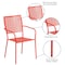Flash Furniture Coral Steel Patio Arm Chair with Square Back CO-2-RED-GG - alternate 3