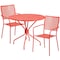 Flash Furniture 35.25" Round Coral Steel Table with 2 Chairs CO-35RD-02CHR2-RED-GG - alternate 2