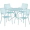 Flash Furniture 35.25" RD Sky Blue Steel Patio Table with 4 Chairs CO-35RD-02CHR4-SKY-GG - alternate 2