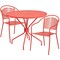 Flash Furniture 35.25" Round Coral Steel Table with 2 Chairs CO-35RD-03CHR2-RED-GG - alternate 3