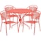 Flash Furniture 35.25" Round Coral Steel Table Set with 4 Chairs CO-35RD-03CHR4-RED-GG - alternate 3