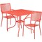 Flash Furniture 35.5" Square Coral Steel Table w/ 2 Chairs CO-35SQ-02CHR2-RED-GG - alternate 2